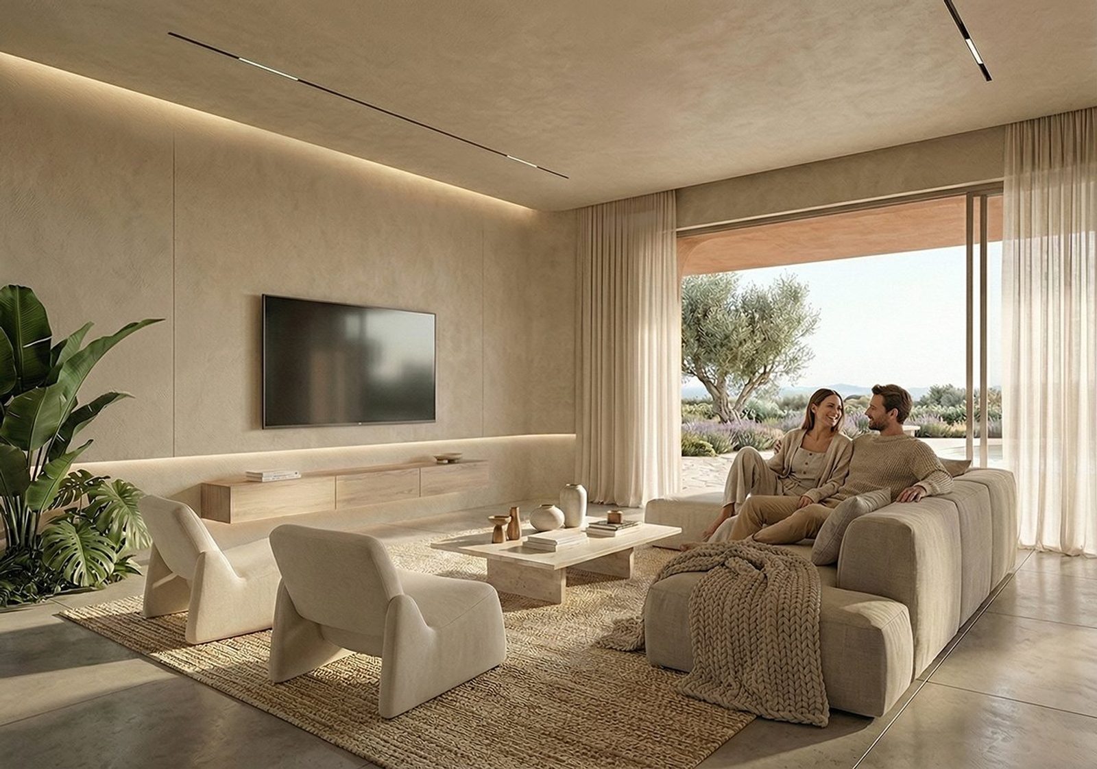Living room interior at Aegean Residencies